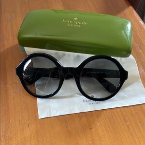 Kate Spade Black & Silver Glitter Sunglasses with Green Case